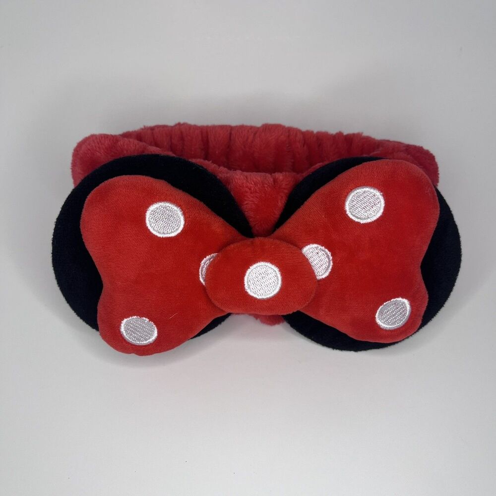 The Crème Shop Minnie Mouse Red Plush Bow Polka Dot Headband